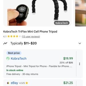 Black Flexible Mini Tripod for Cell Phones